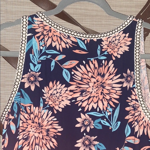 🌸 Lucky Brand Boho Style Colorful Blue Floral Sleeveless Mini Dress 🌸 - Picture 5 of 8
